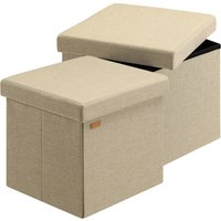 Sitzhocker 2er-Set Beige 38x38x38cm faltbar von Casaria®