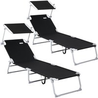 Sonnenliege Hawaii 2er-Set Anthrazit Alu 195x60x30cm von Casaria®