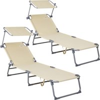 Sonnenliege Hawaii 2er-Set Beige Alu 195x60x30cm von Casaria®