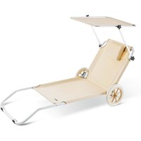 Sonnenliege Kreta Beige Alu mit Rollen von Casaria®