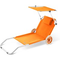 Sonnenliege Kreta Orange Alu mit Rollen von Casaria®