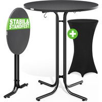 Stehtisch Grau 110x80cm + Stehtischhusse Schwarz Ø80cm von Casaria®