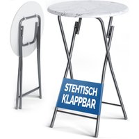 Stehtisch Weiß Marmoroptik Ø60cm klappbar von Casaria®