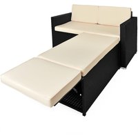 Polyrattan Bank Schwarz/Creme mit Stauraum von Deuba®