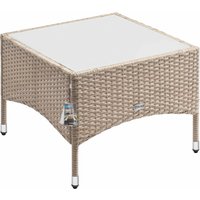 Polyrattan Beistelltisch Grau-Beige 58x58x42cm von Casaria®