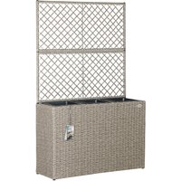 Polyrattan Blumenkasten mit Rankgitter Creme von Casaria®