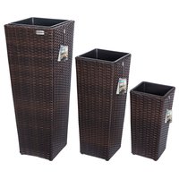 Polyrattan Blumentopf 3er-Set Braun von Casaria®