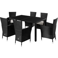 Polyrattan Garten-Sitzgruppe Riga 7-tlg Schwarz von Casaria®