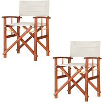 Regiestuhl 2er-Set Cannes Creme gepolstert von Casaria®