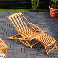 Sonnenliege Akazienholz inkl Kopfkissen von Casaria®