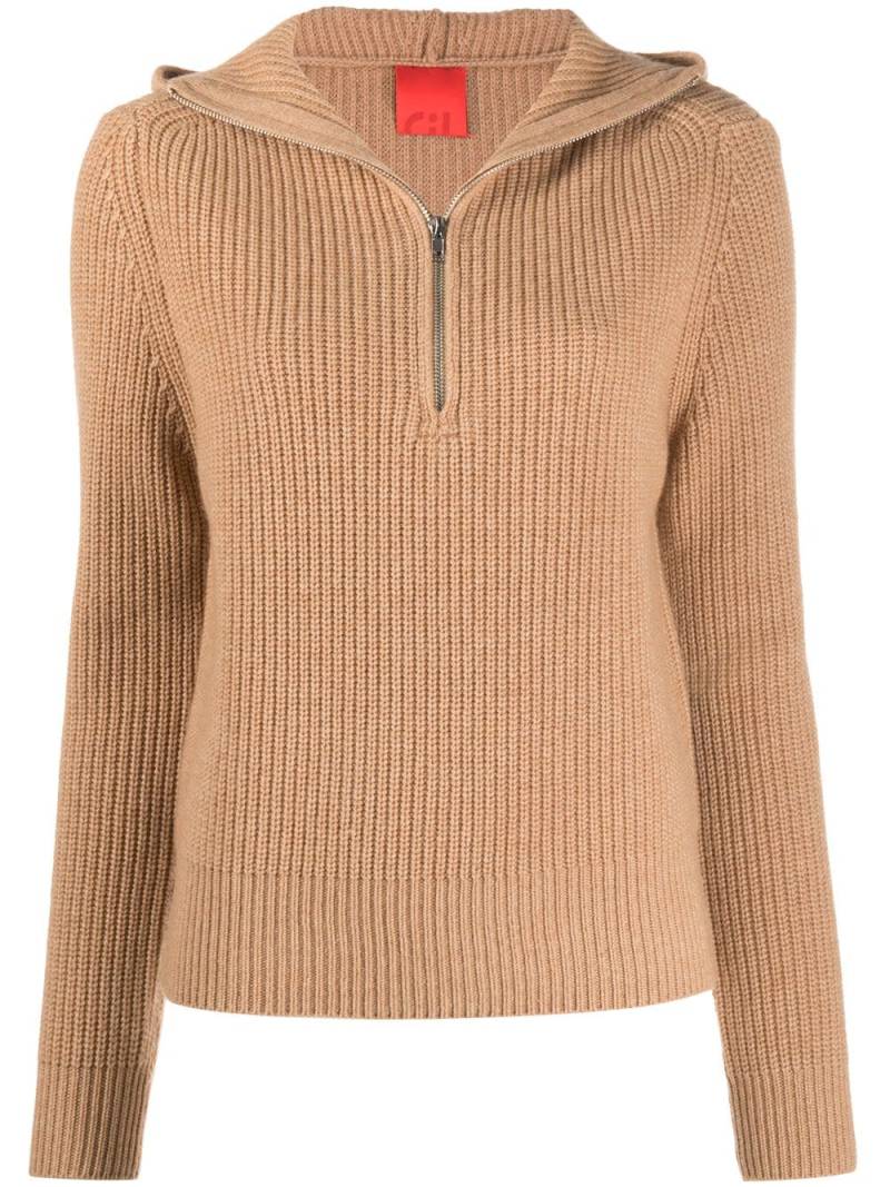 Cashmere In Love ribbed-knit hoodie - Brown von Cashmere In Love