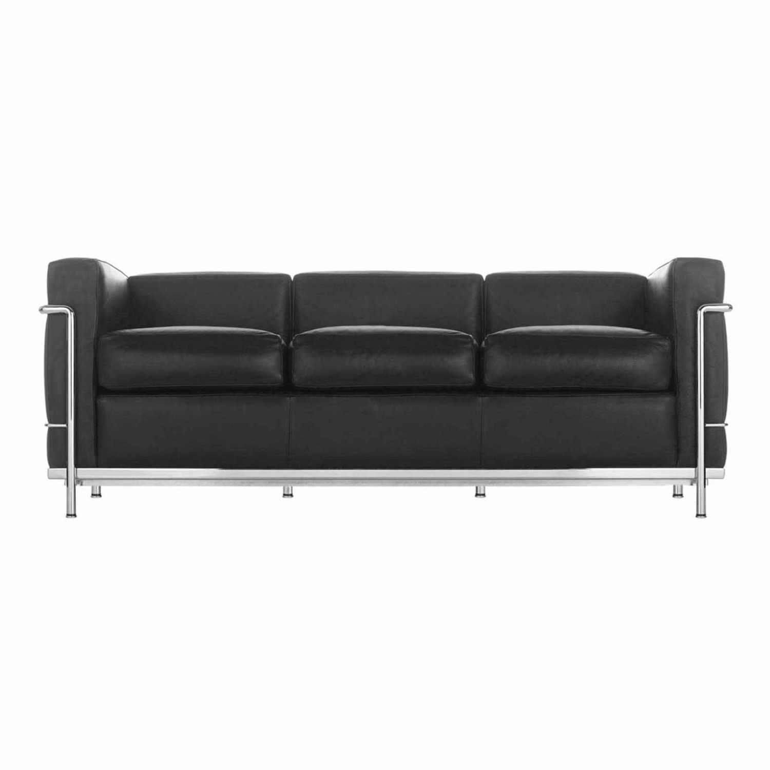 2 Fauteuil Grand Confort Petit Modèle Durable LC2 3er Öko-Sofa, Gestell stahl, verchromt, Bezug leder scozia x 13x341 von Cassina