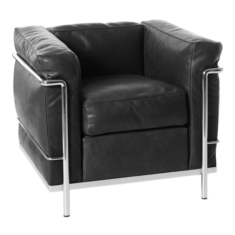 2 Fauteuil Grand Confort Petit Modèle LC2 Sessel, Bezug leder scozia x 13x202, Gestell verchromt von Cassina