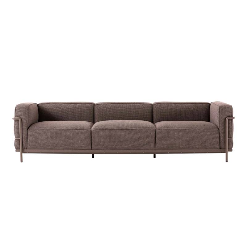 3 Fauteuil Grand Confort Grand Modèle Outdoor LC3 3er Sofa, Bezug outdoorstoff kemi l, 13l362, Gestell elfenbeinweiss geprägt von Cassina