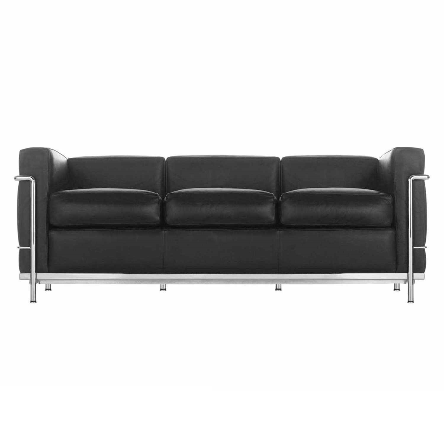 2 Fauteuil Grand Confort Petit Modèle LC2 3er Sofa, Gestell verchromt, Bezug leder lcx schwarz 2 Fauteuil Grand Confort Petit Modèle LC2 3er Sofa, Gestell verchromt, Bezug leder lcx schwarz von Cassina