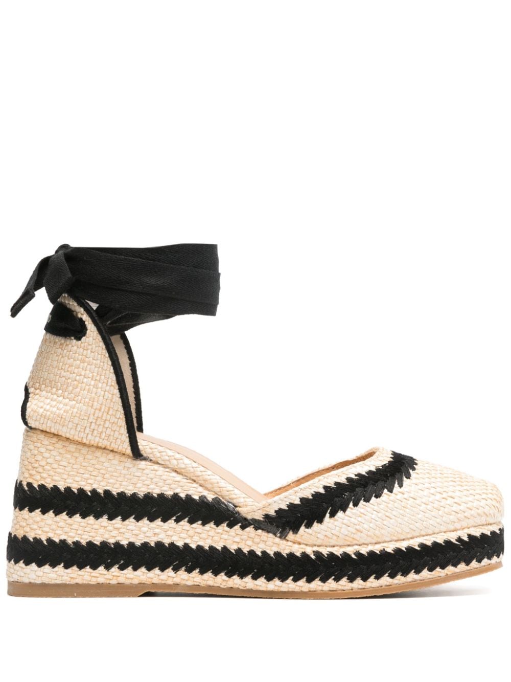 Castañer 85mm raffia wedge pumps - Neutrals von Castañer