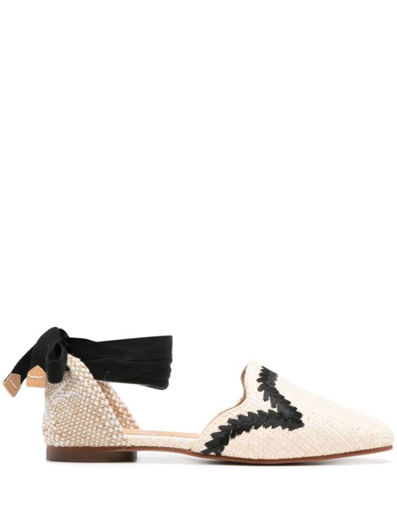 Castañer embroidered interwoven-raffia espadrilles - Neutrals von Castañer