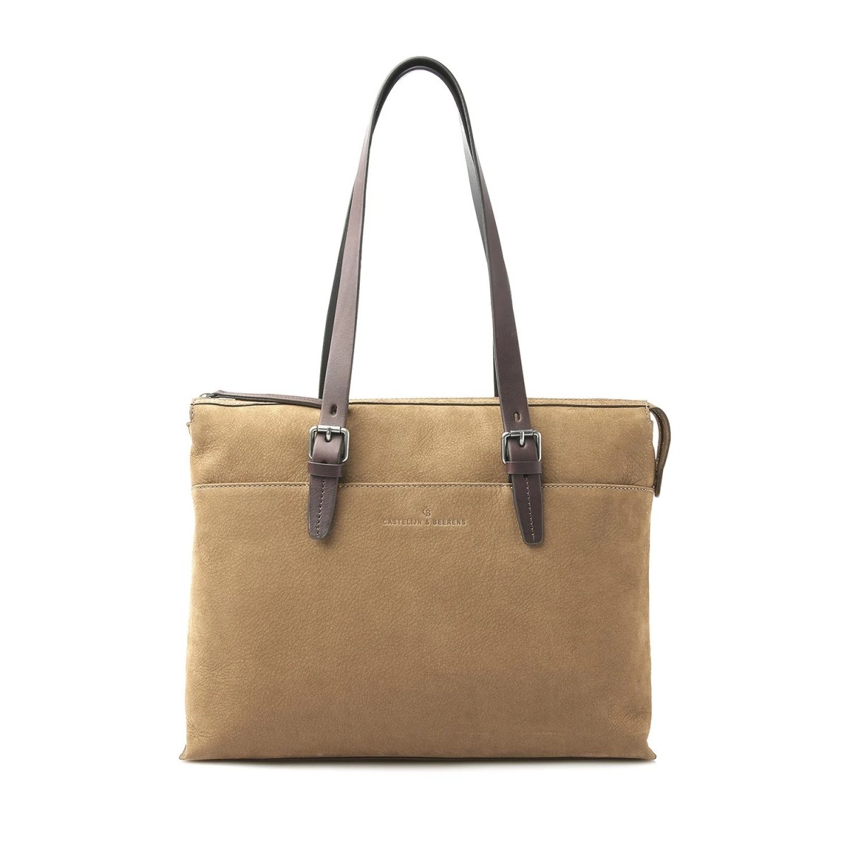 Nubuck Schultertasche 15.6" in Taupe von Castelijn & Beerens