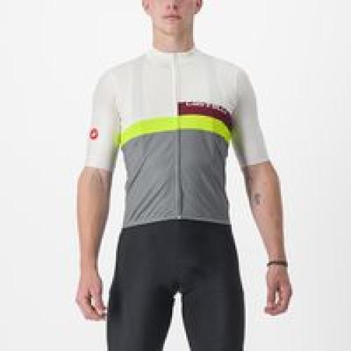 Castelli A Blocco Jersey - Ivory/Bordeaux-Electric Lime-Sedona Sage (Grösse: M) von Castelli
