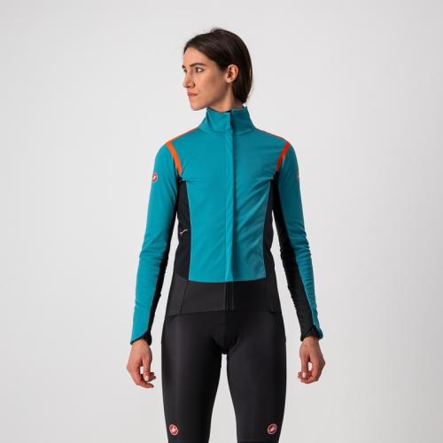 Castelli Alpha RoS 2 W Jacket - Teal Blue/Fiery Red-Sky Blue (Grösse: L) von Castelli