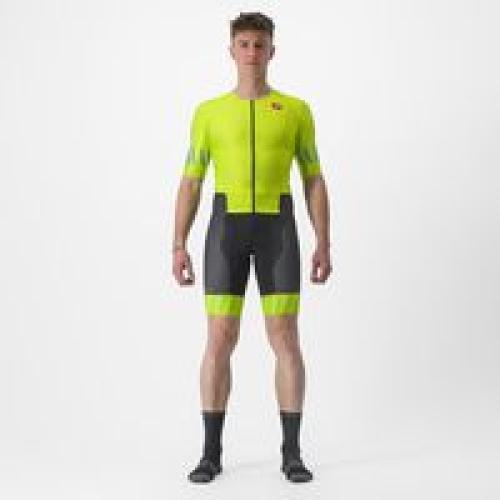 Castelli Free Sanremo 2 Suit Short Sleeve - Electric Lime/Niagara Blue (Grösse: XL) von Castelli