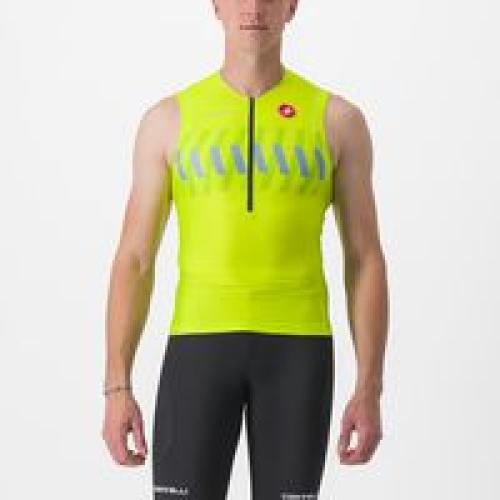 Castelli Free Tri 2 Sleeveless Top - Electric Lime/Niagara Blue (Grösse: L) von Castelli