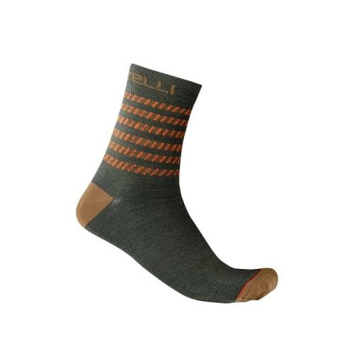 Castelli Go 15 Sock - Military Green/Olive Green/Fiery Red (Grösse: S-M) von Castelli