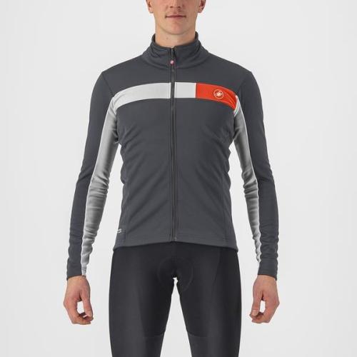 Castelli Mortirolo 6s Jacket - Dark Gray/Silver Gray-Red Reflex (Grösse: L) von Castelli