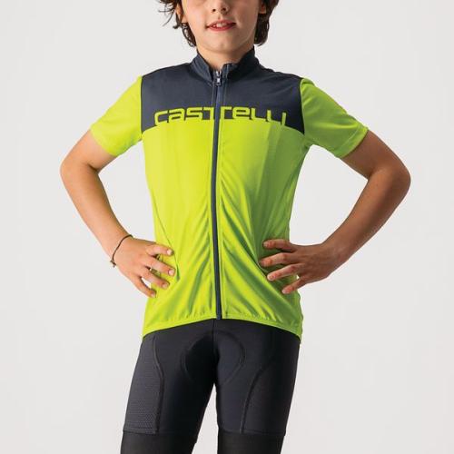 Castelli Neo Prologo Kid Jersey - Electric Lime/Savile Blue (Grösse: 6Y) von Castelli