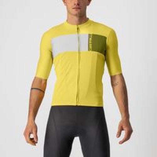 Castelli Prologo 7 Jersey - Passion Fruit/Ivory-Avocado Green (Grösse: M) von Castelli