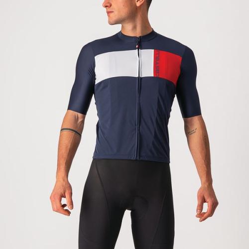 Castelli Prologo 7 Jersey - Savile Blue/Silver Gray-Red (Grösse: 3XL) von Castelli