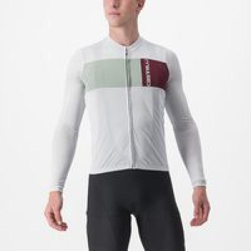 Castelli Prologo 7 Long Sleeve Jersey - Silver Gray/Defender Green-Bordeaux (Grösse: XL) von Castelli