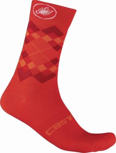 Castelli Rombo 18 Sock - Fiery Red/Bordeaux/Orange (Grösse: L-XL) von Castelli