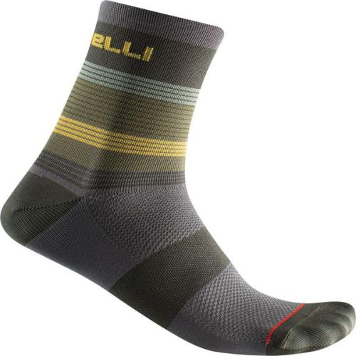 Castelli Scia 12 Sock - Military Green/Saffron-Forest Gray (Grösse: S-M) von Castelli