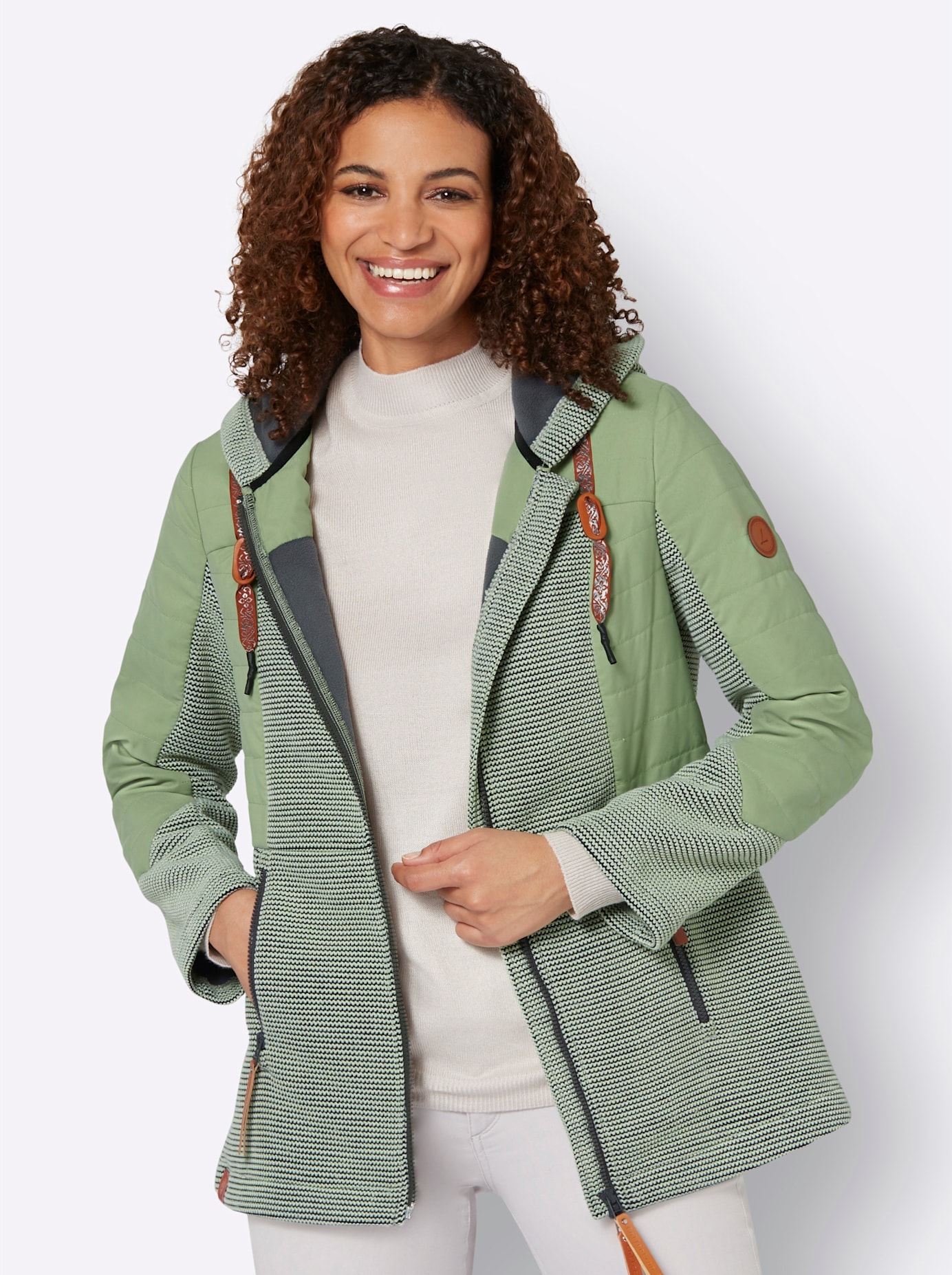 Casual Looks Strickfleecejacke, mit Kapuze von Casual Looks