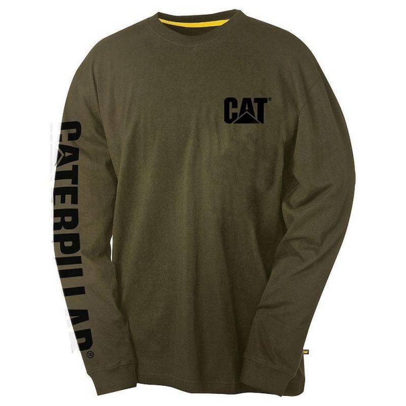 Tshirt Mit Logo, Langärmlig Herren Grün L von Caterpillar