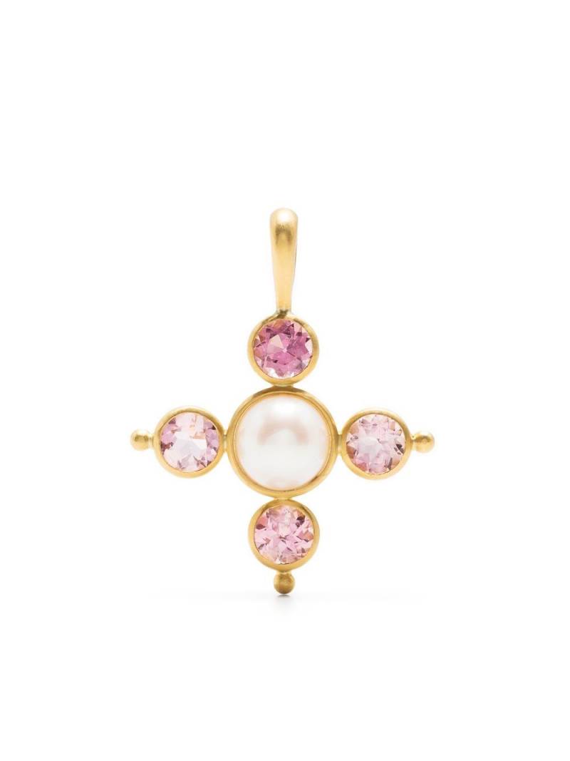 Cathy Waterman 22kt gold Akoya pearl and pink tourmaline pendant von Cathy Waterman