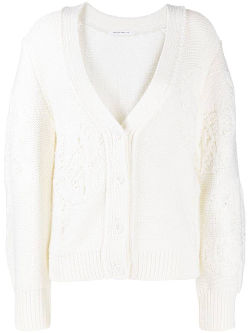 Cecilie Bahnsen V-neck woollen cardigan - White von Cecilie Bahnsen