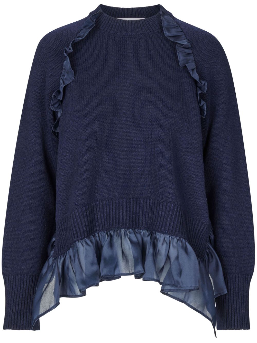 Cecilie Bahnsen Villy ruffled ribbed jumper - Blue von Cecilie Bahnsen