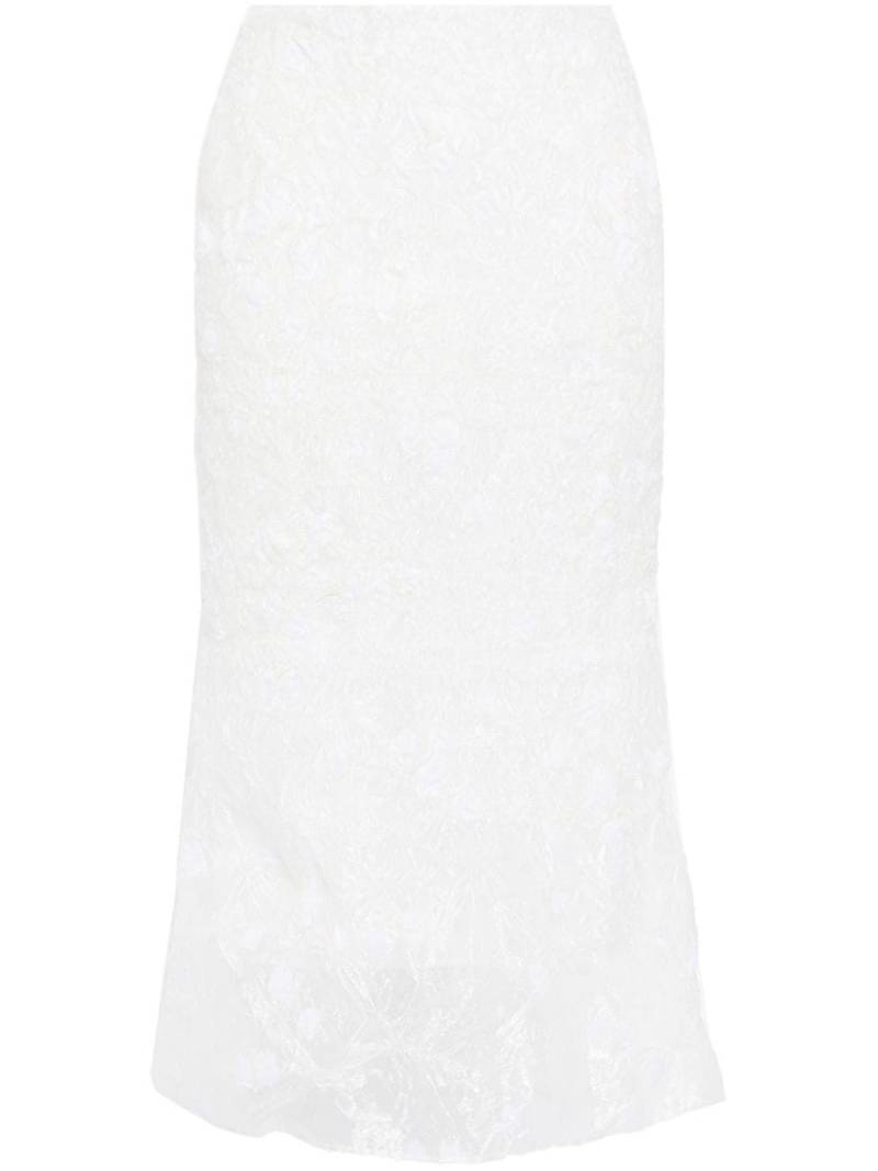 Cecilie Bahnsen fil-coupé semi-sheer midi skirt - White von Cecilie Bahnsen