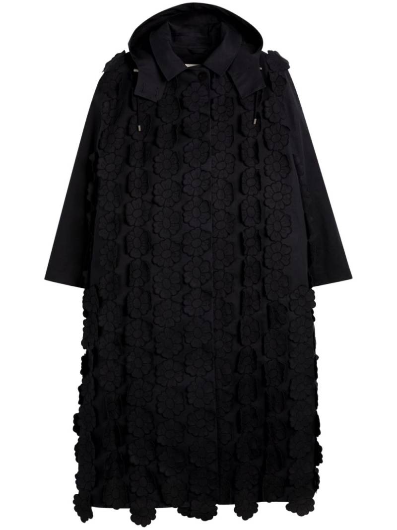 Cecilie Bahnsen floral-appliqué coat - Black von Cecilie Bahnsen