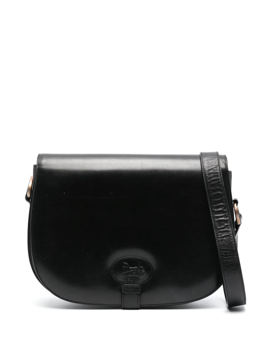 Céline Pre-Owned 1970s carriage logo flap shoulder bag - Black von Céline Pre-Owned