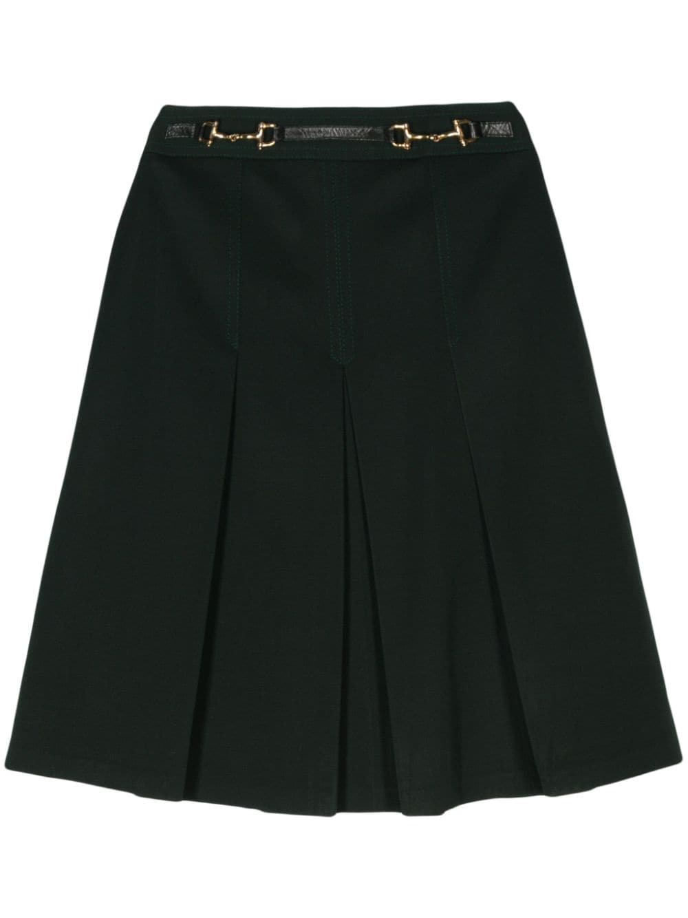 Céline Pre-Owned 1970s horsebit pleated skirt - Green von Céline Pre-Owned