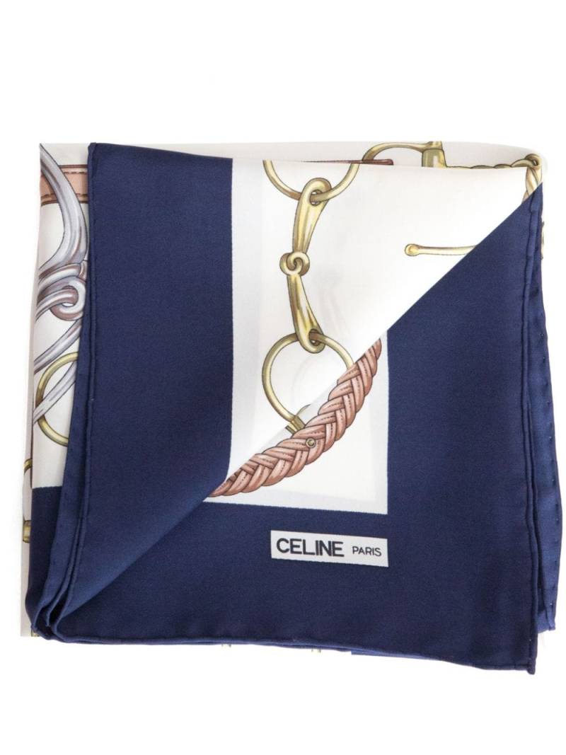 Céline Pre-Owned 1980s bridle strap-print scarf - White von Céline Pre-Owned