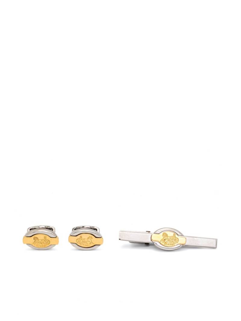 Céline Pre-Owned 1980s logo-engraved cufflinks and tie clip set - Silver von Céline Pre-Owned