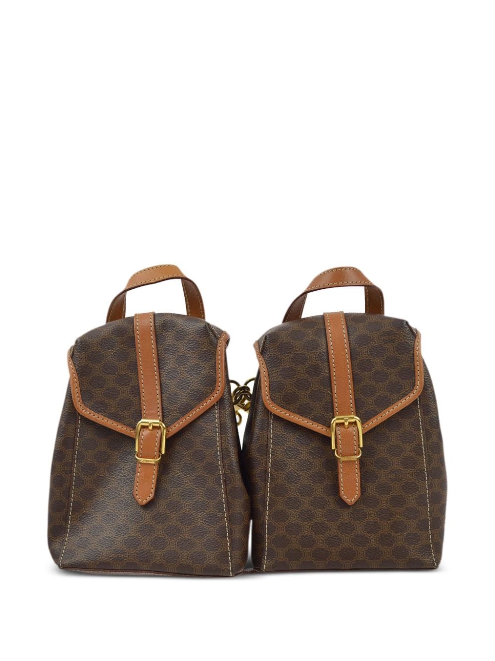 Céline Pre-Owned 1990-2000s Macadam-pattern twin backpack - Brown von Céline Pre-Owned