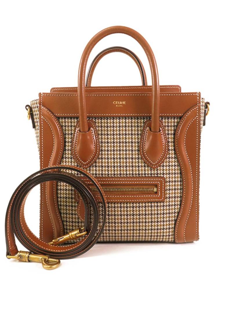 Céline Pre-Owned 2018-2023 Nano Canvas Houndstooth Luggage Tote satchel - Brown von Céline Pre-Owned