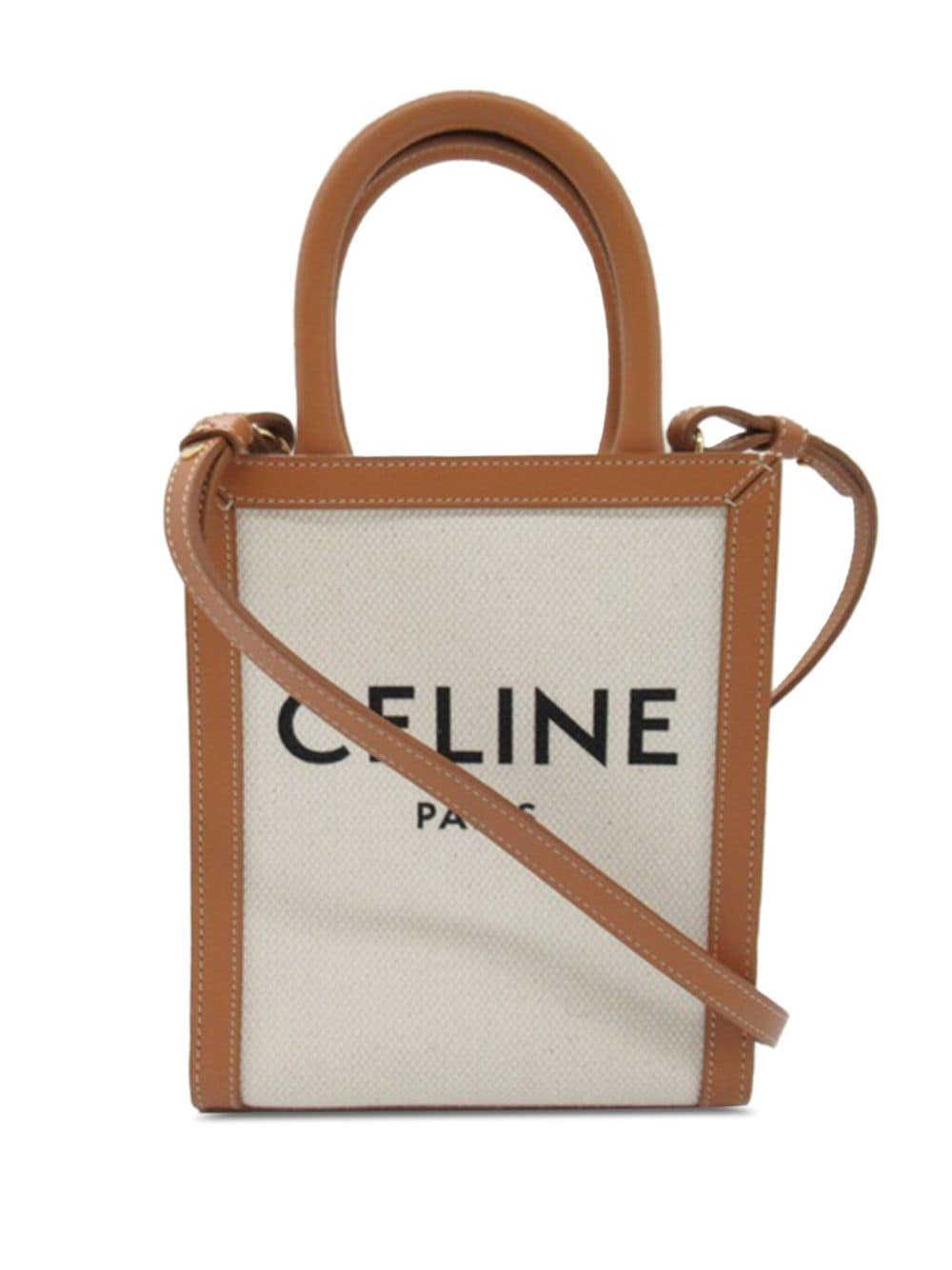 Céline Pre-Owned 2020-2023 Mini Canvas Vertical Cabas satchel - White von Céline Pre-Owned