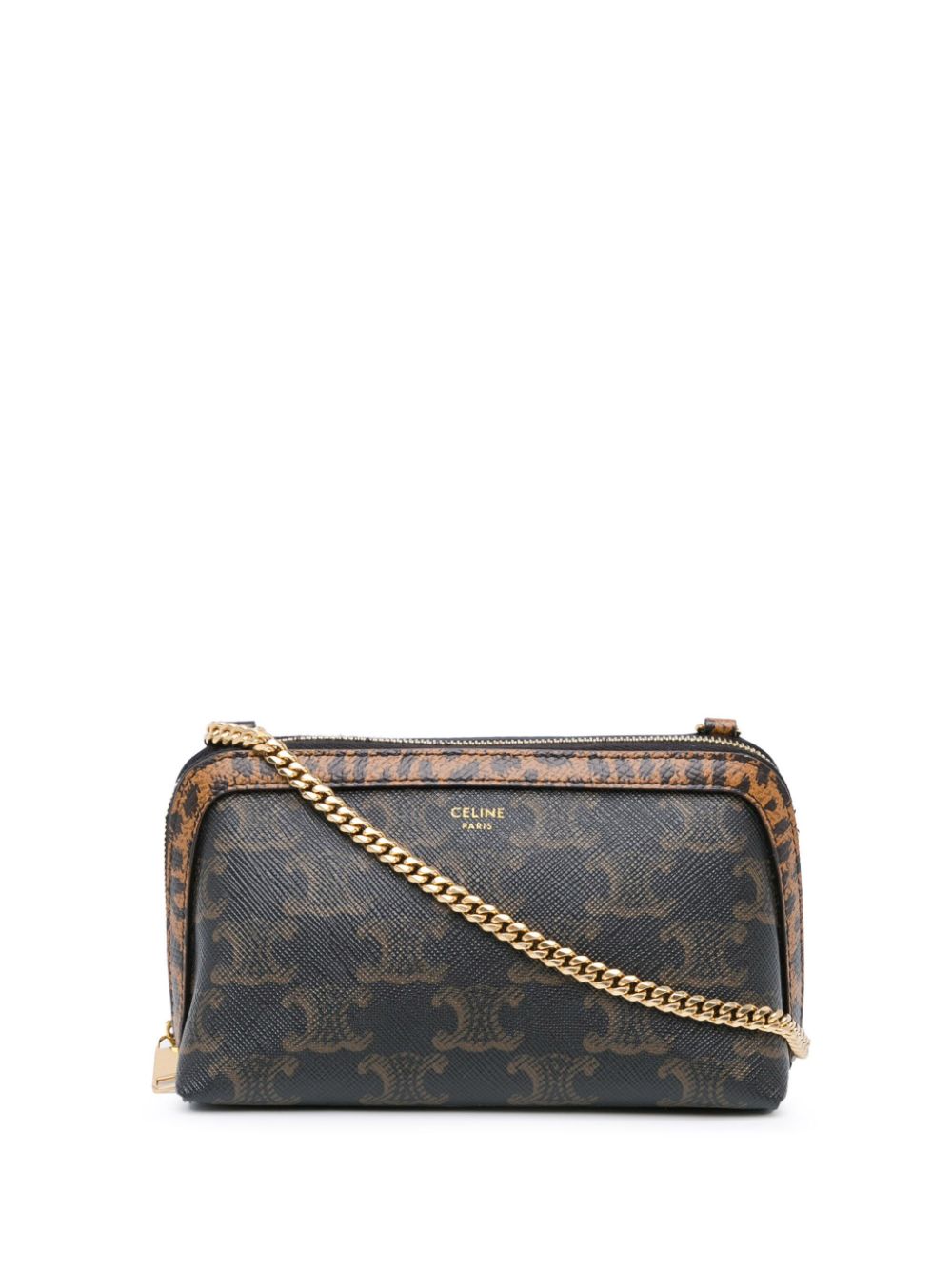 Céline Pre-Owned 2020 Triomphe Coated Canvas Clutch On Chain crossbody bag - Black von Céline Pre-Owned