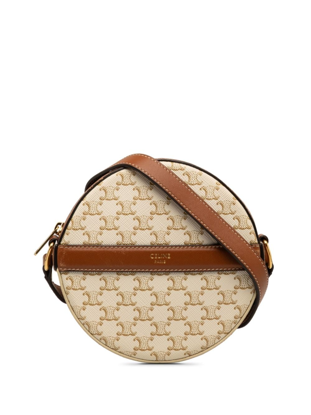 Céline Pre-Owned 2021 Triomphe round crossbody bag - White von Céline Pre-Owned